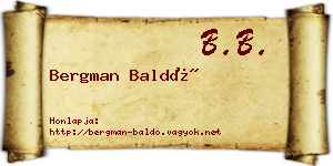 Bergman Baldó névjegykártya